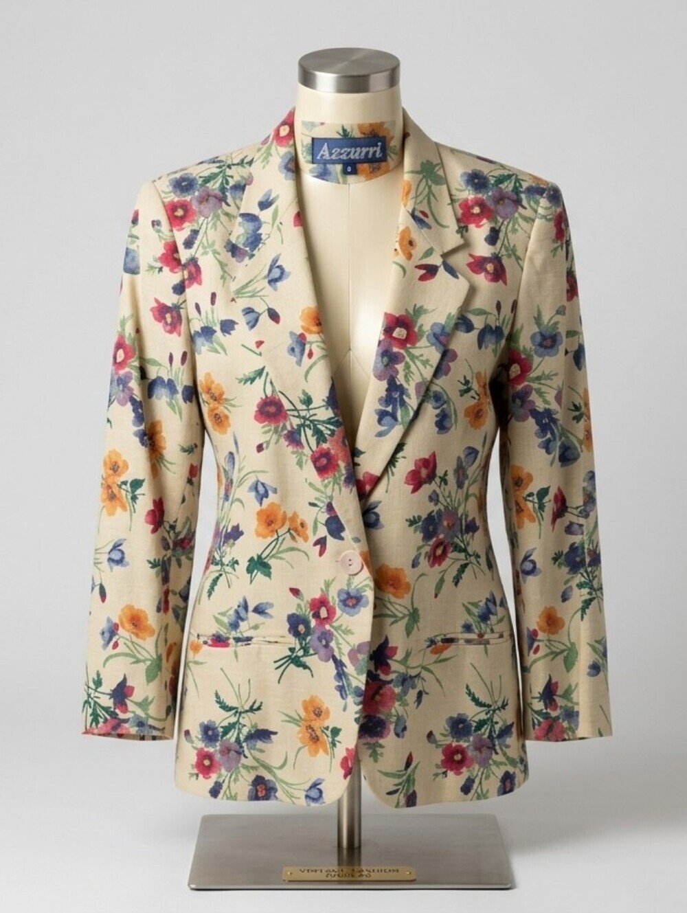 Vintage Azzurri Floral Linen-Blend Blazer - Size 8 Pre-owned
